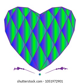Heart red on white background. The heart is drawn in the style of low poly. Geometric red heart. Heart precious stone.