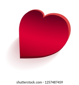 Heart red on white background. The heart is drawn in the style of low poly. Geometric red heart. Heart precious stone.