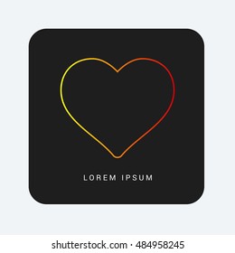 Heart Red & Orange gradient attractive line thin icon / logo design