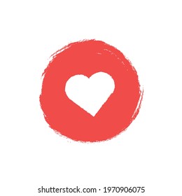 Heart red paint brush Valentine's Day on a white background