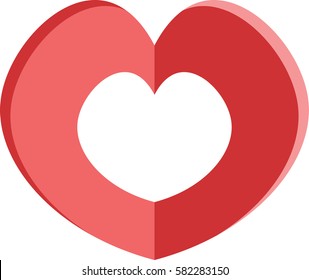 Heart red paper isolated on white background. Origami Japanese style, perfect for baby's room or romantic date as gift. Valentines day card, decorative element. Vector illustration.