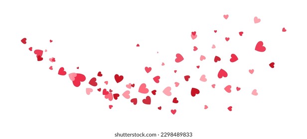 Heart red and pink composition. Valentine's day design element. Wedding banner. Celebration party background. Paper heart confetti. Beauty product. Love concept. Vector illustration.