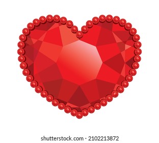 Heart Red Rhinestones. For Valentine's Day Or For A Wedding