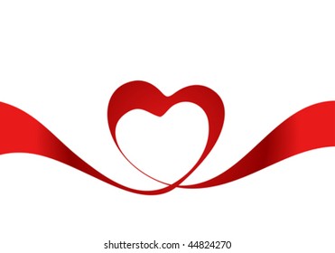 Heart from red ribbon