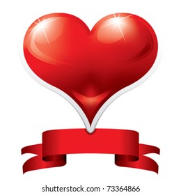HEART WITH RED RIBBON