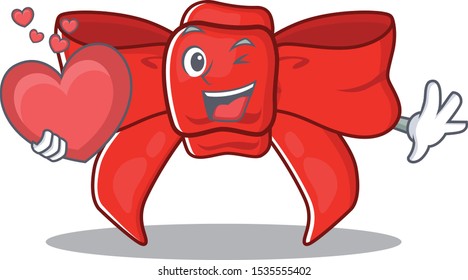 With heart red ribbon bow the mascot shape