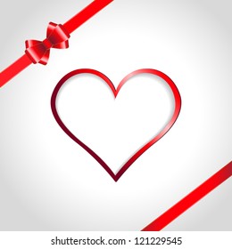 Heart and red ribbon bow on a background. Vector illustration