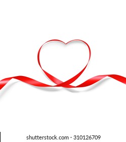 Heart of red ribbon isolated on white background. It can be used for greeting cards, letters, etc.