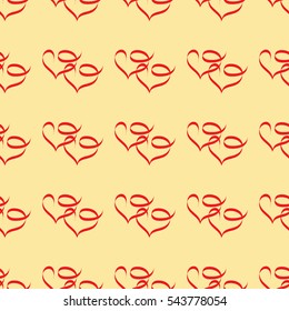 Heart red ribbon seamless pattern. Fashion graphic background design. Abstract texture. Colorful template for prints, textiles, wrapping, wallpaper, website etc. Vector illustration