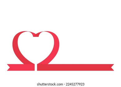 Heart from red ribbon. Simple love symbol silhouette on white background. Valentine day. Sketch vector illustration