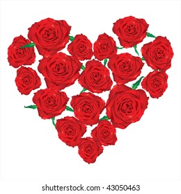 heart from a red roses