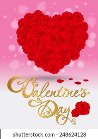 heart of red roses card