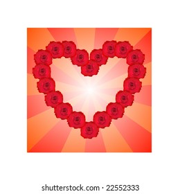 Heart from red roses vector.
