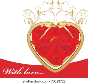 Heart with red roses. Vector