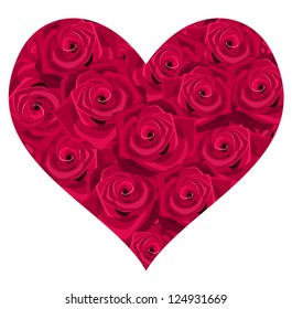 Heart of red roses. Vector illustration.