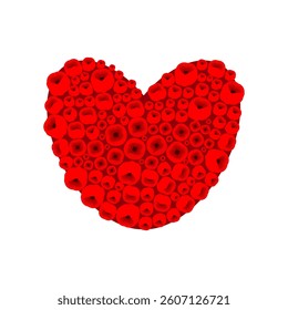 Heart of red roses. Vector illustration. Isolated on white. Clipart, decorative element, card.
