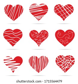 heart red set art illustration on white