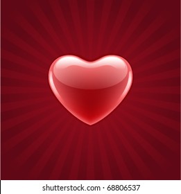 Heart red shiny Valentine's day vector background