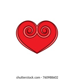 Heart red sign. Isolated mark on white background. Symbol linked, join, love, passion and wedding. Template for t shirt, apparel, card, poster, valentine day. Design flat element. Vector illustration
