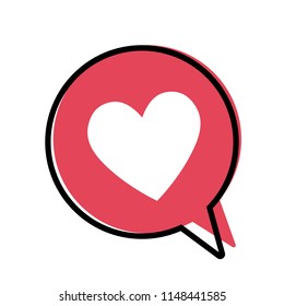 Heart in a red speech bubble, love icon, valentines day icon, vector