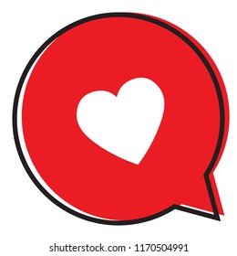Heart in a red speech bubble, love icon, valentines day icon, vector