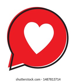 Heart in a red speech bubble, love icon, valentines day icon, vector