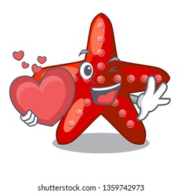 With heart red starfish in the cartoon shape