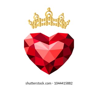 Heart red. A heart in the style of low poly.