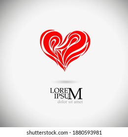 Heart red tattoo object. Valentine sign. Design element. Vector illustration.
