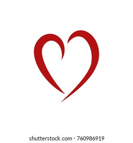 Heart red tick on white background. Symbol linked, join, love, passion and wedding. Template for t shirt, apparel, card, poster, valentine day. Design element. Vector illustration