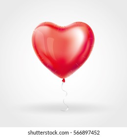 Heart Red transparent balloon on background. Frosted party balloons for event design. Balloons isolated in the air. Party decorations for birthday, anniversary, celebration. Shine transparent balloon.