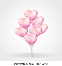 Heart Red transparent balloon on background.