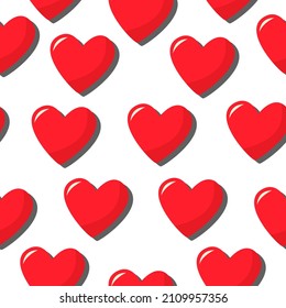 The heart is red. Vector pattern in a flat style. Simple seamless pattern. Valentine's Day background.
