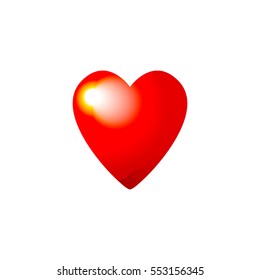 heart with reflection sunrise on a white background