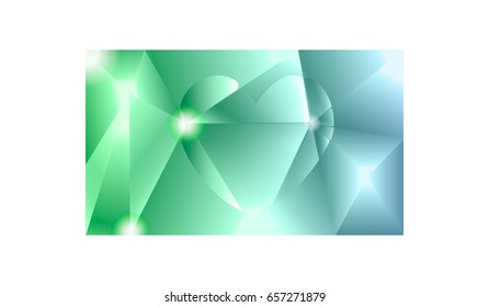 Heart reflections in gem stone background