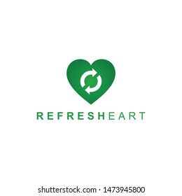 Heart Refresh Flat Logo. Modern tehcnology logo isolated on white background. Simple vector illustration for graphic or web design.