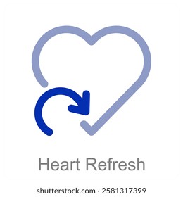 Heart Refresh and love icon concept