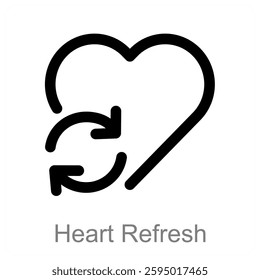 Heart Refresh and love icon concept