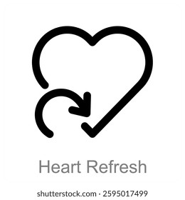 Heart Refresh and love icon concept