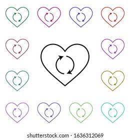 Heart refreshment multi color style icon. Simple thin line, outline vector of heartbeat icons for ui and ux, website or mobile application