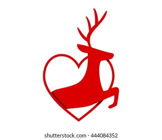 heart reindeer deer elk stag image vector icon logo silhouette
