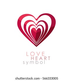 Heart reiteration inside itself. Optical illusion. Vector icon love symbol.