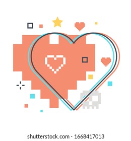 Heart related color line vector icon, illustration. The icon is about health, love, lives, passion, game, lives left. The composition is infinitely scalable.