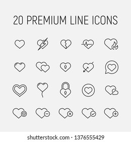 Heart Related Vector Icon Set. Well-crafted Sign In Thin Line Style With Editable Stroke. Vector Symbols Isolated On A White Background. Simple Pictograms