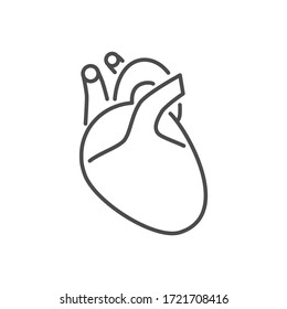 Heart related vector thin line icon. Isolated on white background. Editable stroke. Vector illustration.