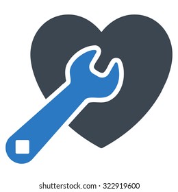 Heart Repair vector icon. Style is bicolor flat symbol, smooth blue colors, rounded angles, white background.