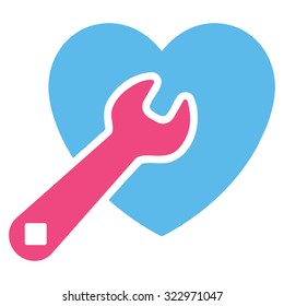 Heart Repair vector icon. Style is bicolor flat symbol, pink and blue colors, rounded angles, white background.