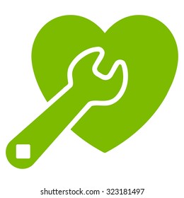 Heart Repair vector icon. Style is flat symbol, eco green color, rounded angles, white background.