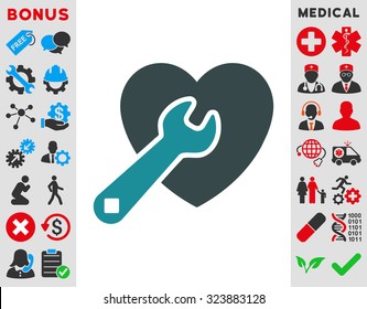 Heart Repair vector icon. Style is bicolor flat symbol, soft blue colors, rounded angles, white background.