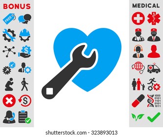 Heart Repair vector icon. Style is bicolor flat symbol, blue and gray colors, rounded angles, white background.